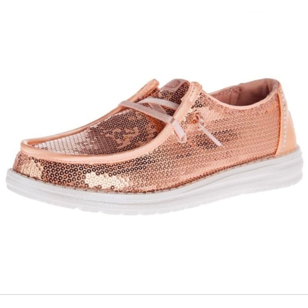 🩵NWT Hey Dude Blush Pink Wendy Disco Sequin Shoes Size 8